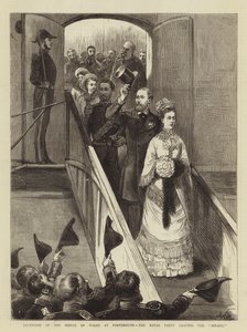 Empfang des Prinzen von Wales in Portsmouth, die königliche Gesellschaft verlässt die Serapis